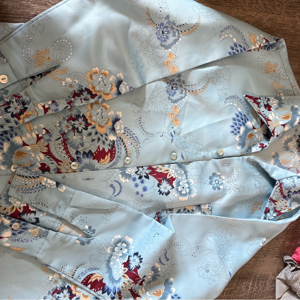 Triumph Blue and Cream Floral vintage Shirt